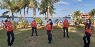 Pontão orienta e fiscaliza os frequentadores para evitar a propagação da Covid-19